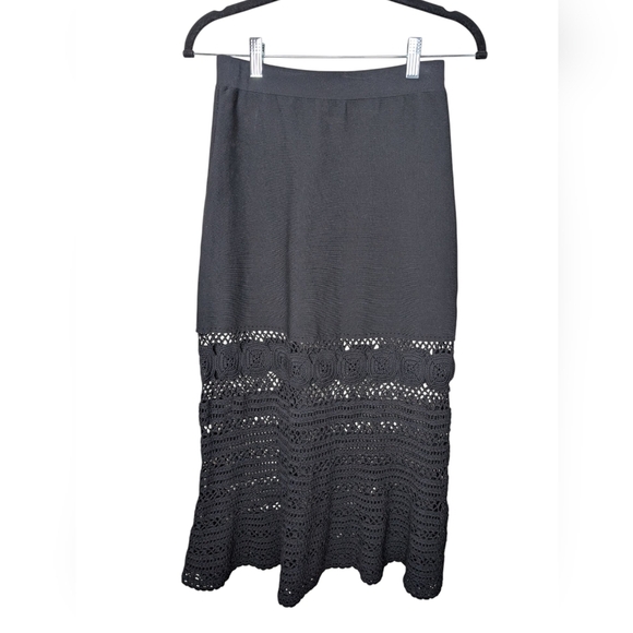Jonathan Simkhai Black Knit Crochet Midi Skirt sz XS - Picture 1 of 9